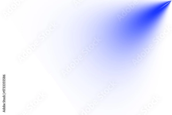 Fototapeta Blue light beam shining from the upper right corner isolated on transparent background, creating a soft glow effect