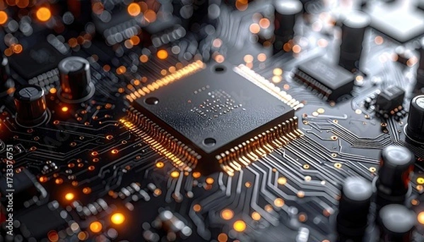 Obraz Detailed Close Up of Miniature Robotic Module With Sharp Focus and Soft Lighting