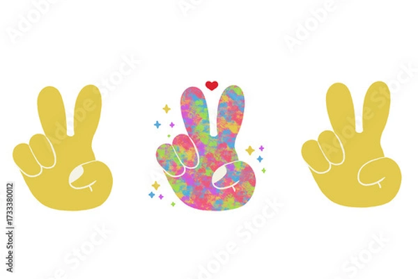 Fototapeta ピースサインアイコンセット