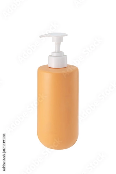 Obraz plastic pump bottle stands  on a white backdrop