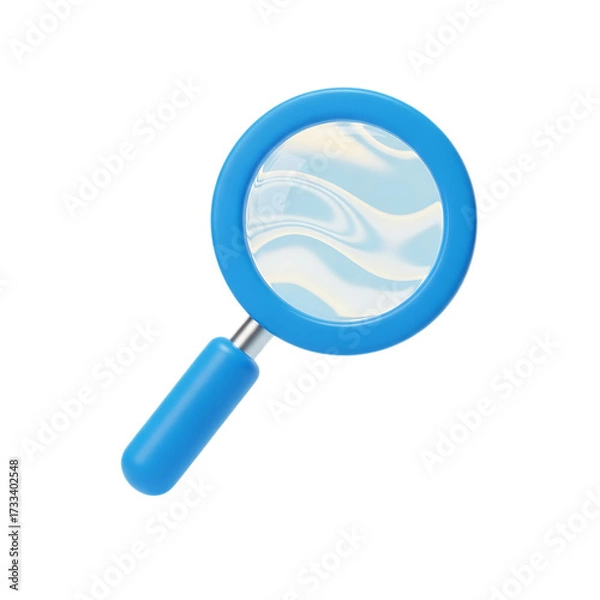 Fototapeta magnifying glass 3d unique stylish playful icon isolated on transparent background png for search and analysis design