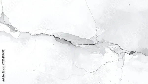 Fototapeta A close-up of a white surface with a prominent dark crack, showing fissures