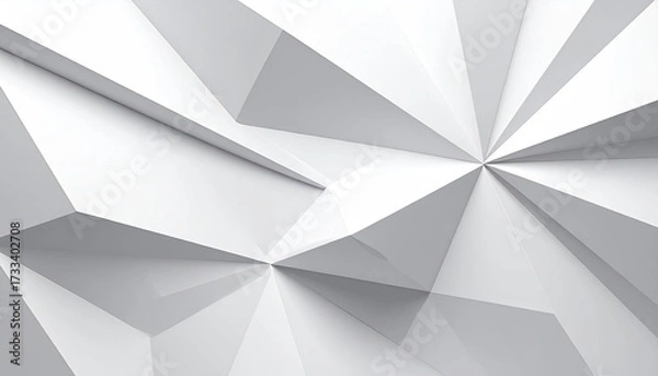 Fototapeta Geometric, angular, white 3D abstract design with sharp lines and shadows