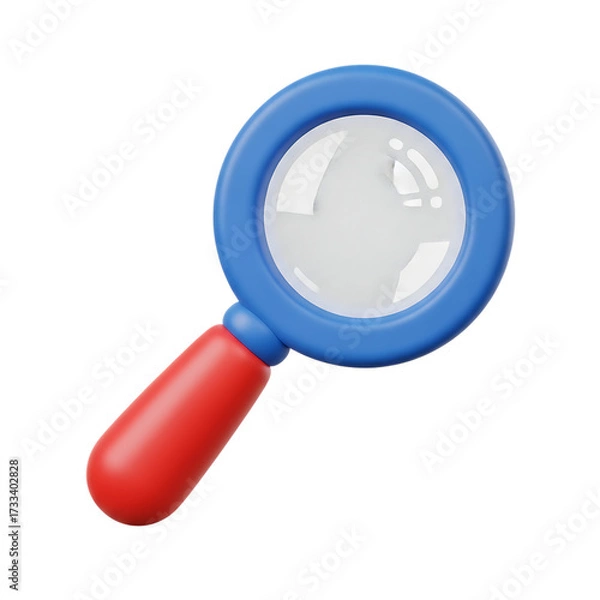 Fototapeta magnifying glass 3d unique stylish playful icon isolated on transparent background png for search and analysis design