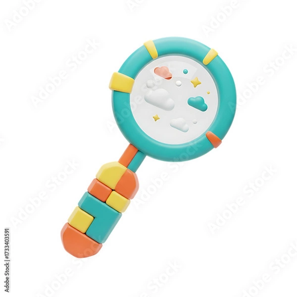 Fototapeta magnifying glass 3d unique stylish playful icon isolated on transparent background png for search and analysis design