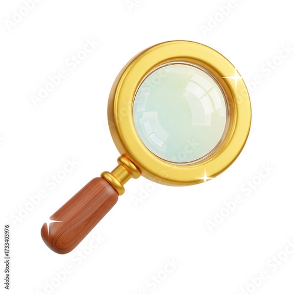 Fototapeta magnifying glass 3d unique stylish playful icon isolated on transparent background png for search and analysis design