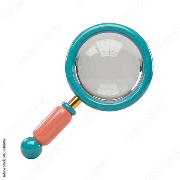 Fototapeta magnifying glass 3d unique stylish playful icon isolated on transparent background png for search and analysis design