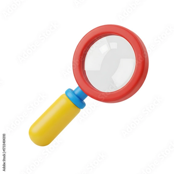 Fototapeta magnifying glass 3d unique stylish playful icon isolated on transparent background png for search and analysis design