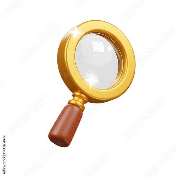 Fototapeta magnifying glass 3d unique stylish playful icon isolated on transparent background png for search and analysis design