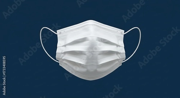 Obraz White surgical mask isolated on a dark blue background protection concept