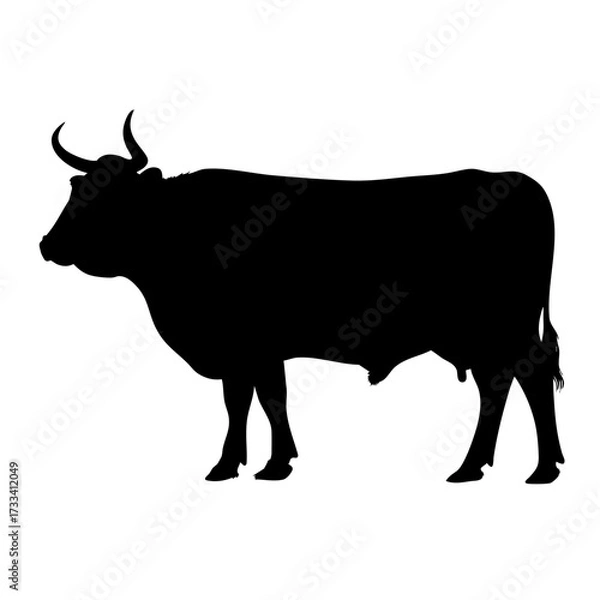 Fototapeta Cow silhouette side view isolated on transparent background