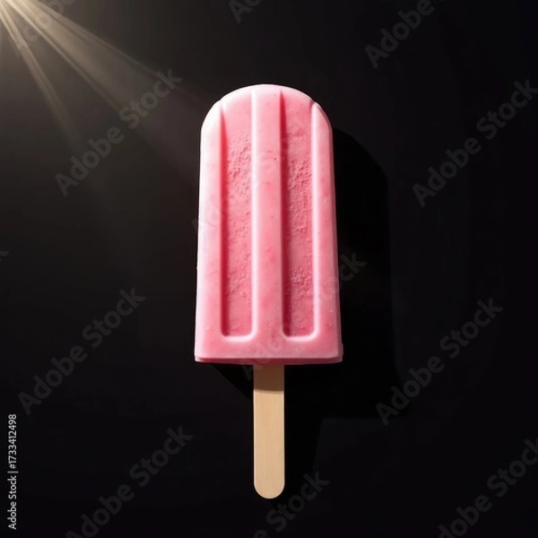 Fototapeta Refreshing Strawberry Popsicle on Dark Background