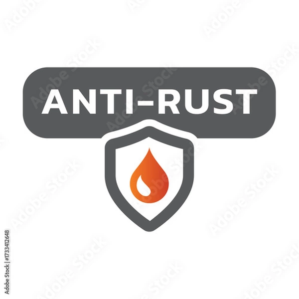 Fototapeta Anti-rust vector label. Colorful anti rust spray or product.