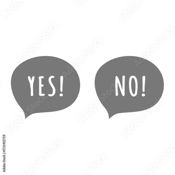 Fototapeta Yes and no speech bubble vector icon. Yes! and No! chat or talking balloon set.