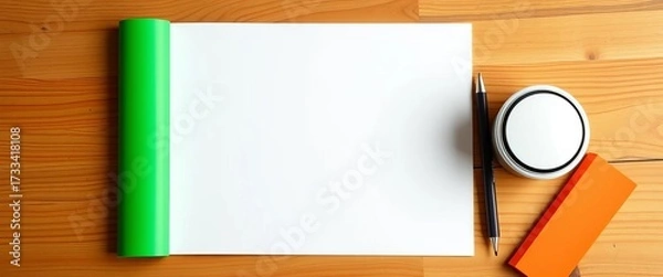 Obraz Clean, crisp white sheet of paper, ready for writing or printing,  craft, crisp