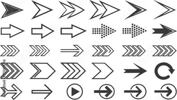 Fototapeta Diverse Collection of Arrow Illustrations Indicating Directional Movement Forward Progress and Navigation Enhancing Visual Communication