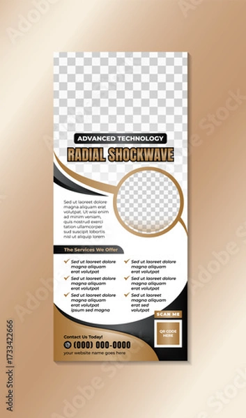 Fototapeta Digital medicine banners vertical set with space for photo collage. Roll up banner template design with headline is advanced technology radial shockwave. combination white, black and gold gradient