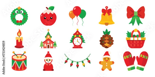 Fototapeta set of Christmas icon. Christmas icon set.