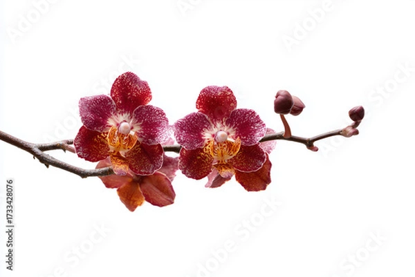 Obraz Colorful orchid flowers in shades of pink and orange, isolated on white background.