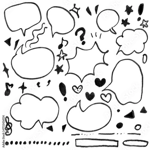 Obraz 吹き出し、文字、記号、手描き