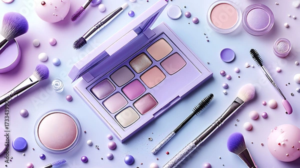 Obraz A cute cosmetic-themed background, perfect for use as a decorative backdrop or wallpaper.