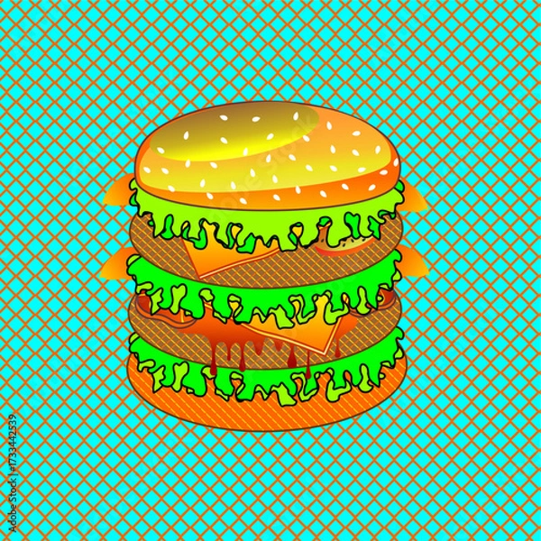 Fototapeta Colorful Burger Pattern 4.eps