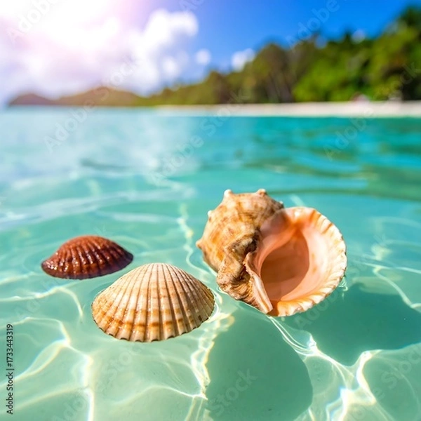Fototapeta Shells on a tropical beach