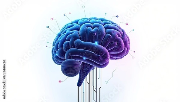 Fototapeta "Futuristic AI Brain Technology Concept – Digital Neural Network, Artificial Intelligence, Cyber Brain Illustration in Ultra HD 8K"