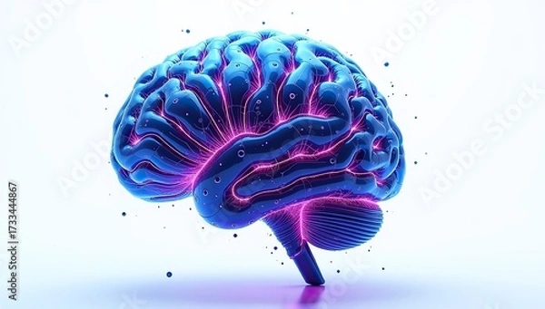 Fototapeta "Futuristic AI Brain Technology Concept – Digital Neural Network, Artificial Intelligence, Cyber Brain Illustration in Ultra HD 8K"