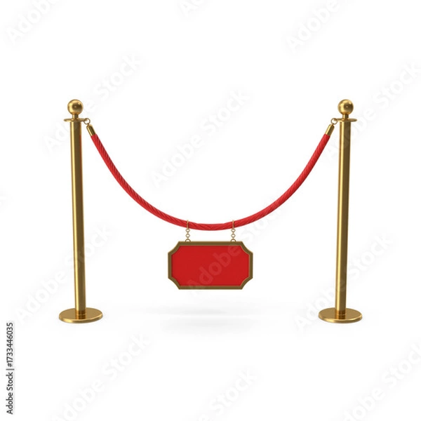 Fototapeta Event rope barrier post used for access restriction and entry control