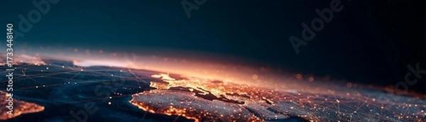 Fototapeta Digital Economy Examples in Modern Business, A stunning aerial view of a city at night, illuminated by vibrant lights against a dark sky.