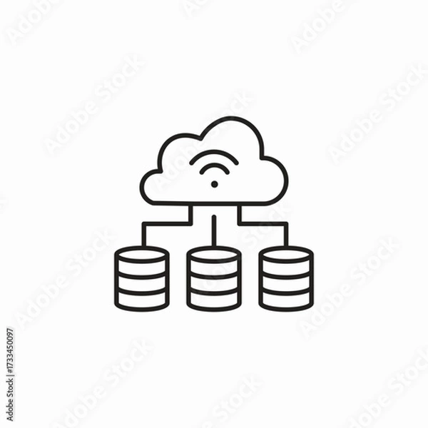 Obraz cloud database server icon sign vector
