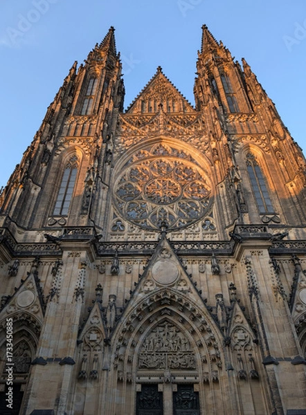 Fototapeta Prague castle with gothic st Vitus cathedral