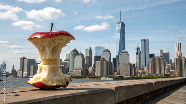 Fototapeta Fresh Red Apple With A Bite