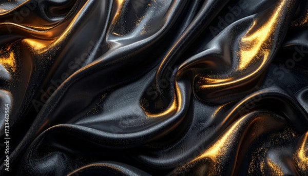 Fototapeta 黒と金色のサテン生地のテクスチャー背景
