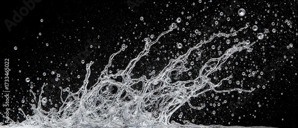 Fototapeta Abstract metallic liquid splash frozen in motion, with reflective surfaces and dynamic fluid shapes.
