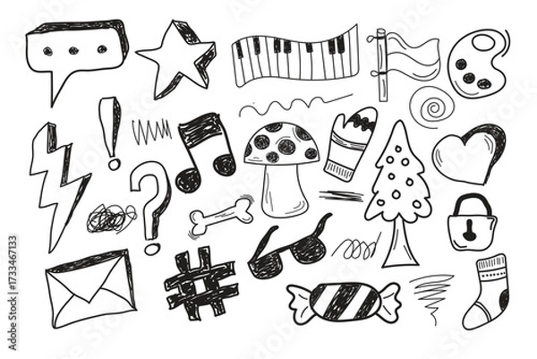 Obraz doodle hand drawn illustration set