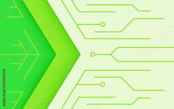 Fototapeta Abstract green vector background with line elements as a technology or business design concept