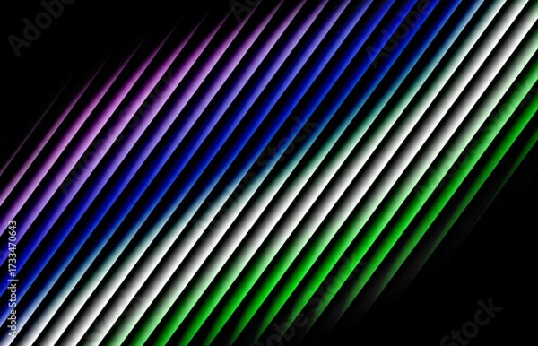 Obraz Blue, green, and white gradient with glowing diagonal stripe effect on a dark background — futuristic neon light waves featuring radiant energy, layered motion, and abstract design.