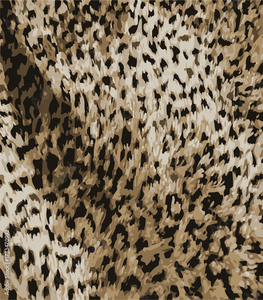 Fototapeta Leopard print. Vector seamless pattern. Animal skin background with black and brown spots on beige backdrop. Abstract exotic safari texture. Jaguar, leo, puma cheetah fur pattern. Repeat design