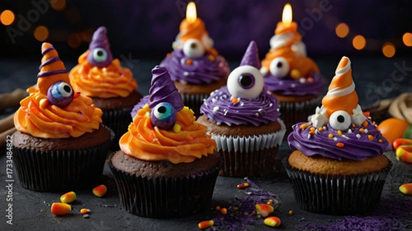 Fototapeta Spooky Halloween Cupcakes with Candy Corn masterpiece leonardo