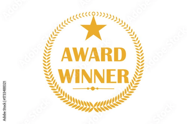 Fototapeta award winner icon, golden award winner badge with laurel wreaths icon set, vector illustration.