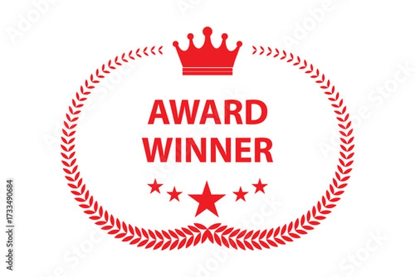 Fototapeta award winner icon, golden award winner badge with laurel wreaths icon set, vector illustration.