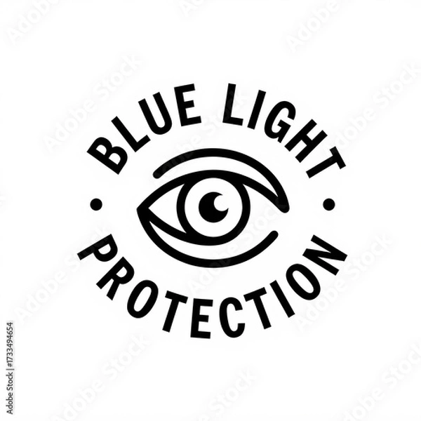 Fototapeta A logo design featuring an eye symbol with the text "Blue Light Protection" emphasizing eye safety and health against digital screen exposure