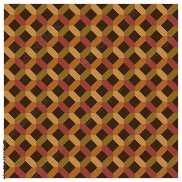 Fototapeta Seamless woven geometric pattern in brown and red tones vector illustration