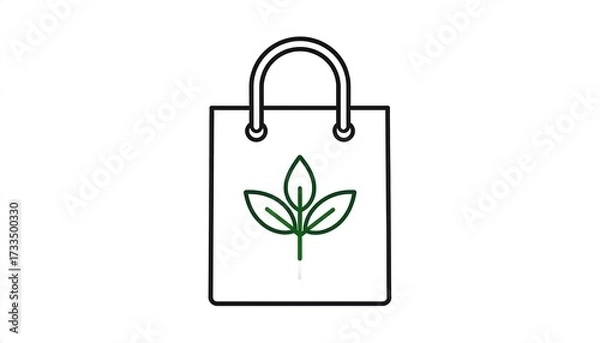 Fototapeta Simple shopping bag with leaves