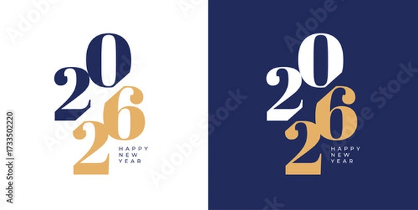 Fototapeta Happy New Year 2026 modern typography logo greeting design