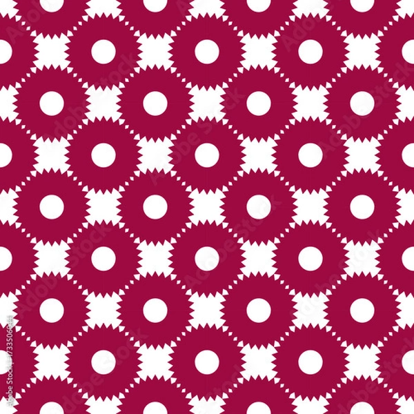 Fototapeta Seamless Abstract Geometric Pattern with Maroon Circles