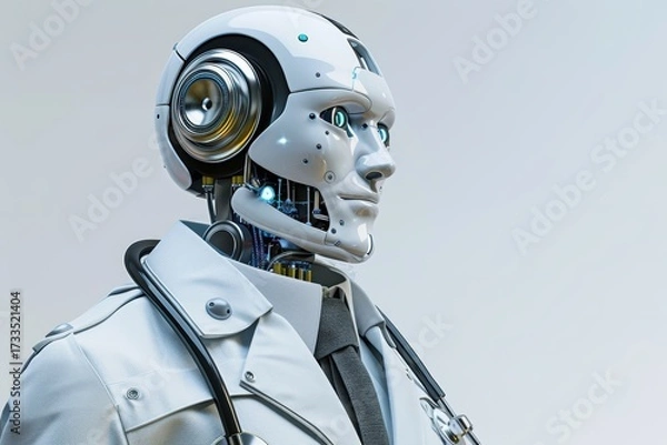Fototapeta Robotic Doctor with Stethoscope – Artificial Intelligence and the Future of Medicine
