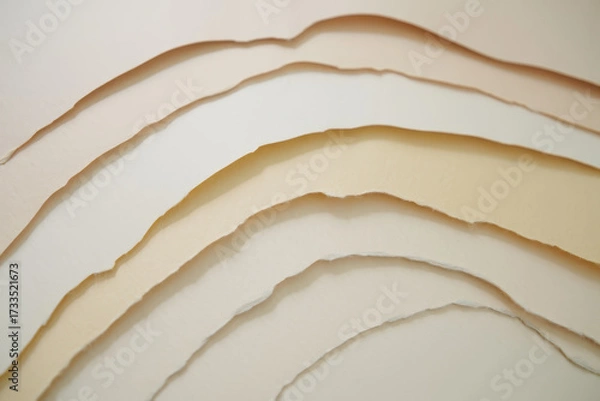 Fototapeta Abstract background of torn paper layers in warm neutral tones